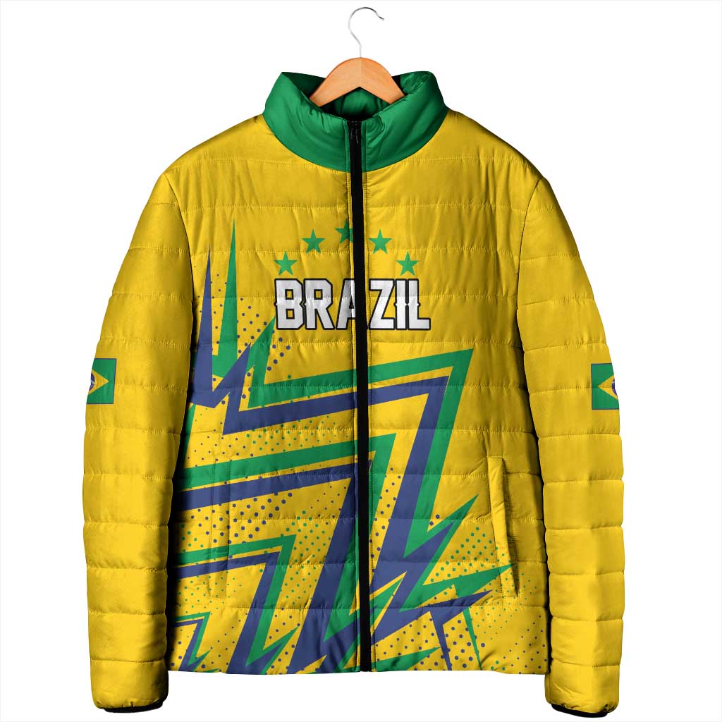 Custom Brazil Football Spirit Padded Jacket Selecao Canarinho Sporty Style - Wonder Print Shop