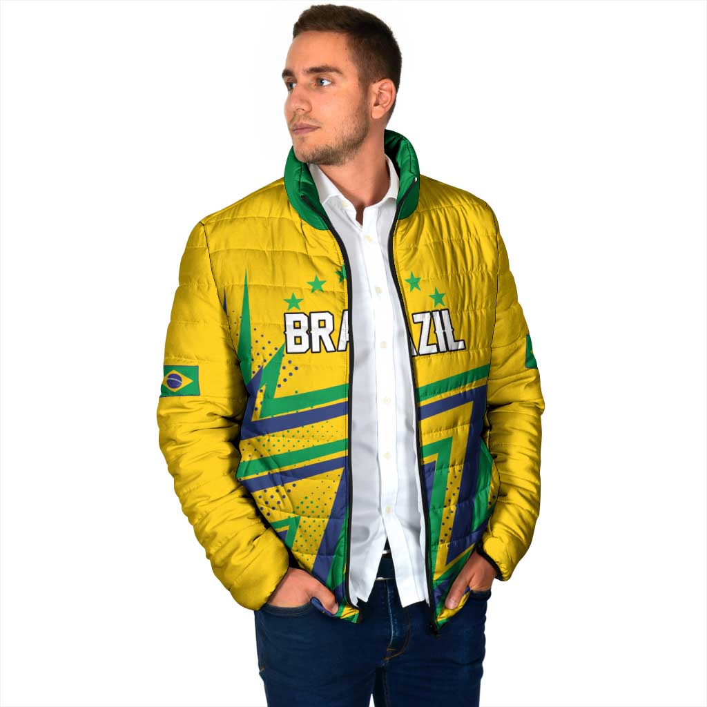 Custom Brazil Football Spirit Padded Jacket Selecao Canarinho Sporty Style - Wonder Print Shop