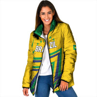 Custom Brazil Football Spirit Padded Jacket Selecao Canarinho Sporty Style - Wonder Print Shop