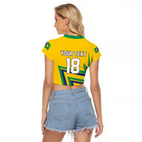 Custom Brazil Football Spirit Raglan Cropped T Shirt Selecao Canarinho Sporty Style - Wonder Print Shop