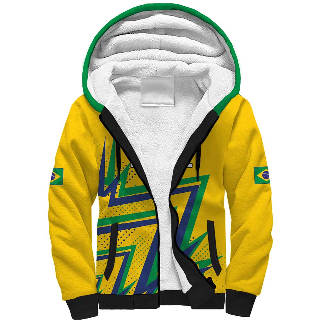 Custom Brazil Football Spirit Sherpa Hoodie Selecao Canarinho Sporty Style - Wonder Print Shop