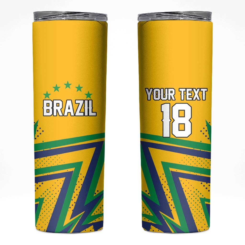 Custom Brazil Football Spirit Skinny Tumbler Selecao Canarinho Sporty Style - Wonder Print Shop