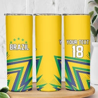 Custom Brazil Football Spirit Skinny Tumbler Selecao Canarinho Sporty Style - Wonder Print Shop