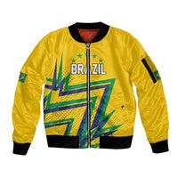 Custom Brazil Football Spirit Sleeve Zip Bomber Jacket Selecao Canarinho Sporty Style - Wonder Print Shop