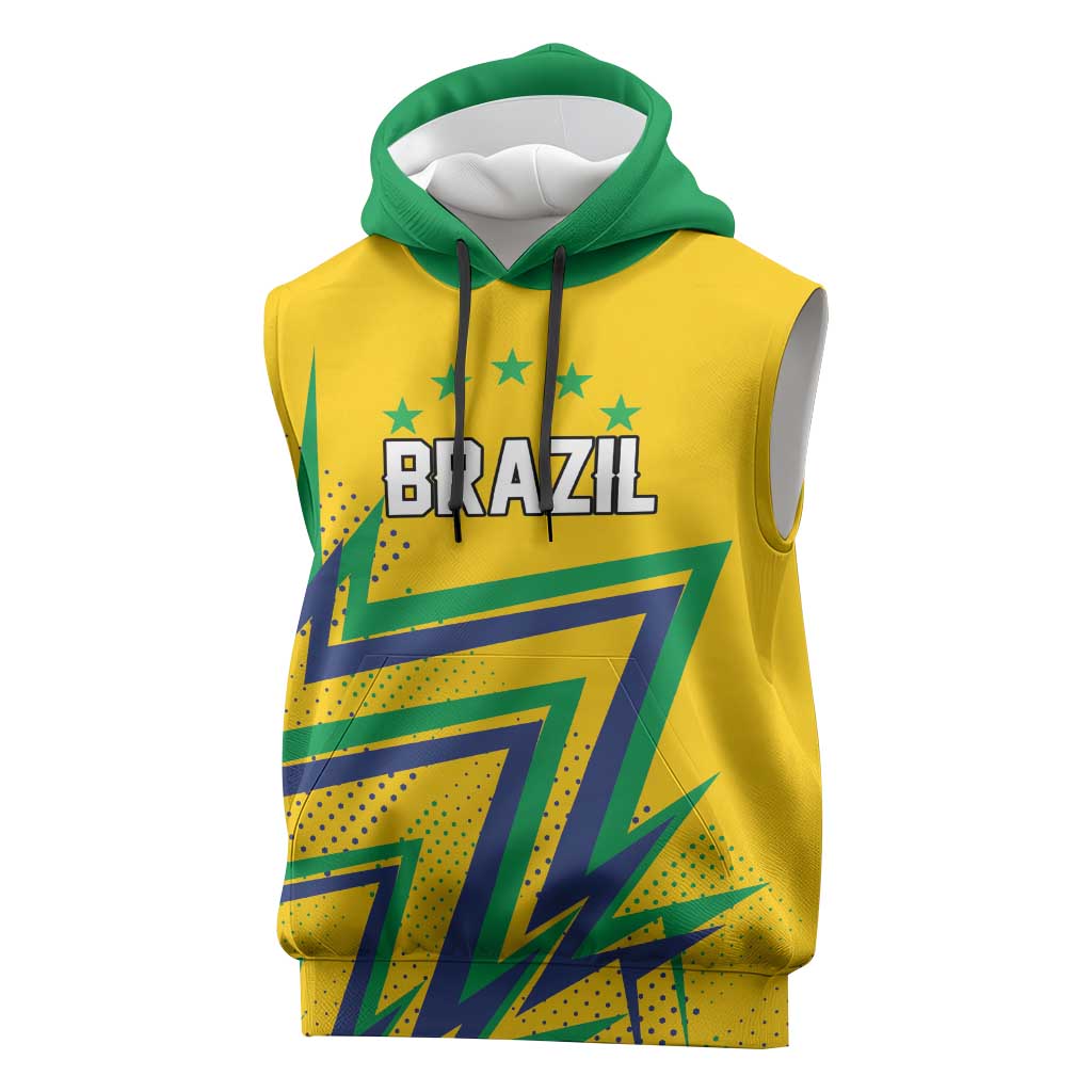 Custom Brazil Football Spirit Sleeveless Hoodie Selecao Canarinho Sporty Style - Wonder Print Shop
