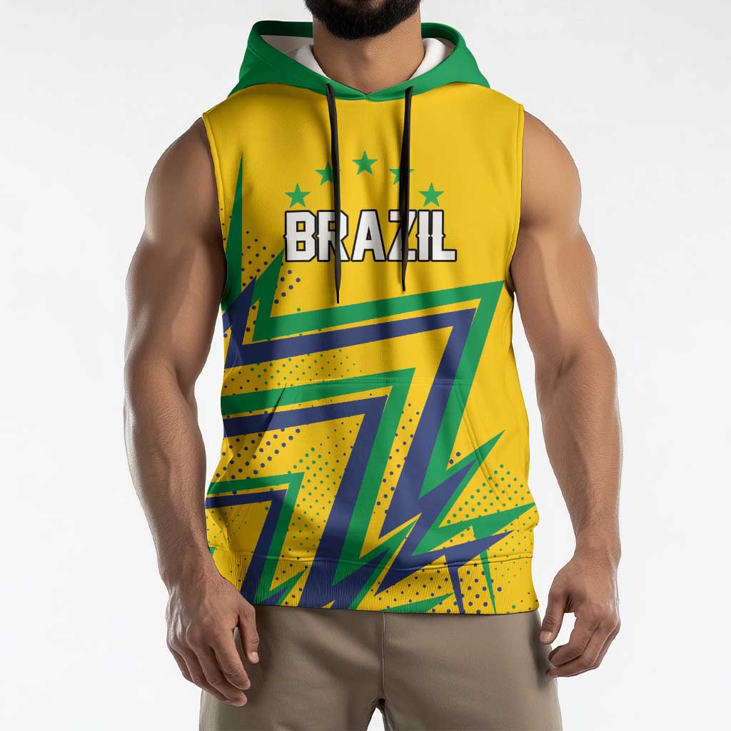 Custom Brazil Football Spirit Sleeveless Hoodie Selecao Canarinho Sporty Style - Wonder Print Shop