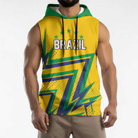 Custom Brazil Football Spirit Sleeveless Hoodie Selecao Canarinho Sporty Style - Wonder Print Shop