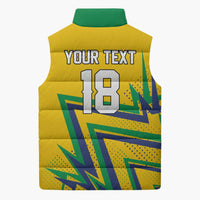 Custom Brazil Football Spirit Sleeveless Puffer Jacket Selecao Canarinho Sporty Style - Wonder Print Shop