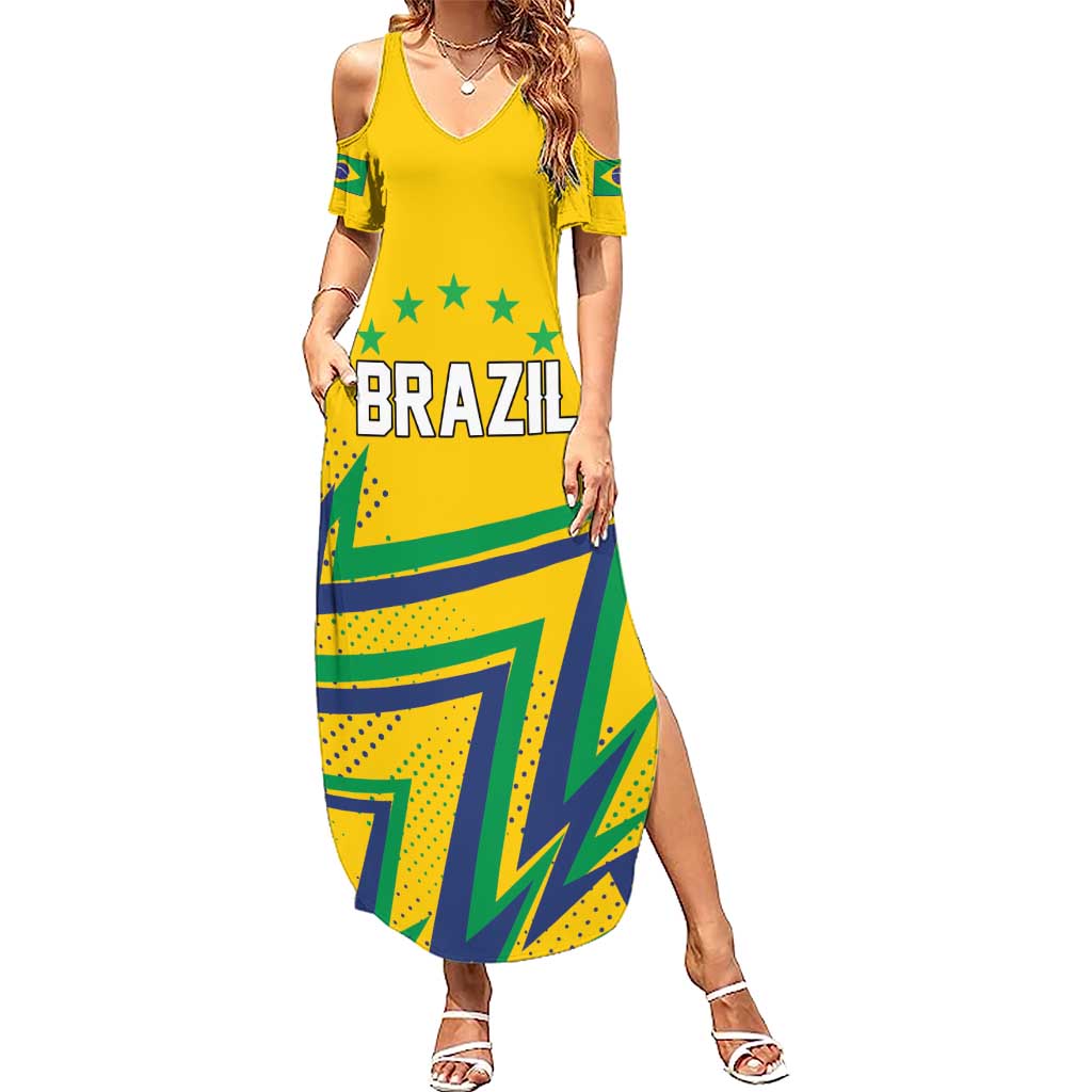 Custom Brazil Football Spirit Summer Maxi Dress Selecao Canarinho Sporty Style - Wonder Print Shop