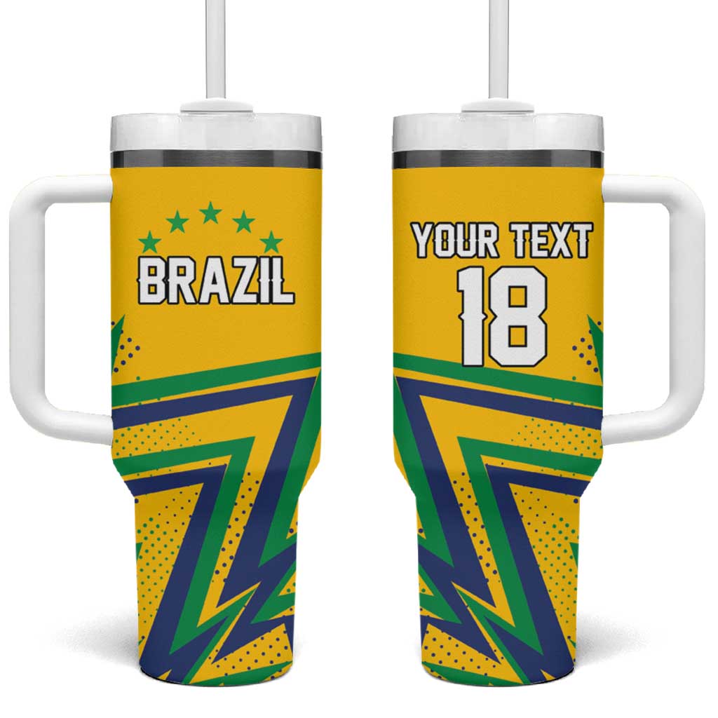 Custom Brazil Football Spirit Tumbler With Handle Selecao Canarinho Sporty Style - Wonder Print Shop