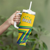 Custom Brazil Football Spirit Tumbler With Handle Selecao Canarinho Sporty Style - Wonder Print Shop