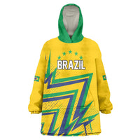 Custom Brazil Football Spirit Wearable Blanket Hoodie Selecao Canarinho Sporty Style - Wonder Print Shop
