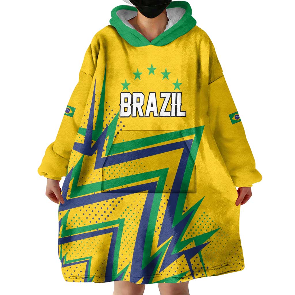 Custom Brazil Football Spirit Wearable Blanket Hoodie Selecao Canarinho Sporty Style - Wonder Print Shop