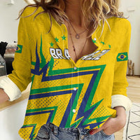 Custom Brazil Football Spirit Women Casual Shirt Selecao Canarinho Sporty Style - Wonder Print Shop