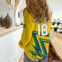 Custom Brazil Football Spirit Women Casual Shirt Selecao Canarinho Sporty Style - Wonder Print Shop
