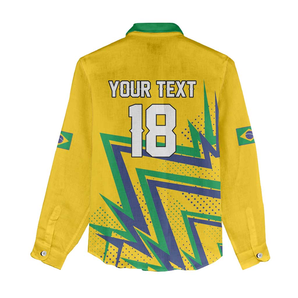 Custom Brazil Football Spirit Women Casual Shirt Selecao Canarinho Sporty Style - Wonder Print Shop