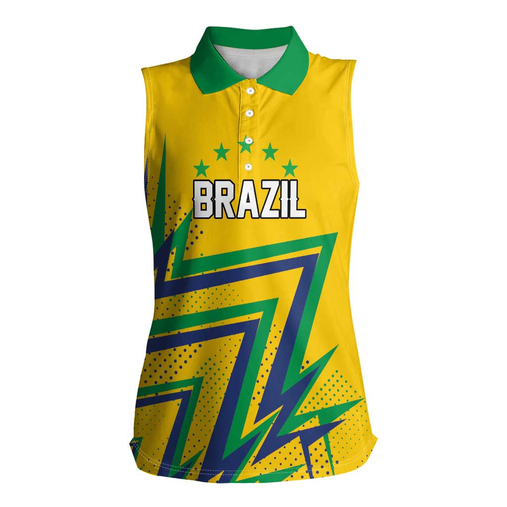 Custom Brazil Football Spirit Women Sleeveless Polo Shirt Selecao Canarinho Sporty Style - Wonder Print Shop