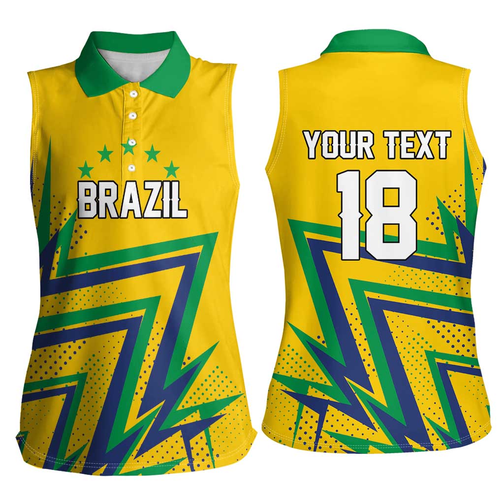 Custom Brazil Football Spirit Women Sleeveless Polo Shirt Selecao Canarinho Sporty Style - Wonder Print Shop