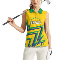 Custom Brazil Football Spirit Women Sleeveless Polo Shirt Selecao Canarinho Sporty Style - Wonder Print Shop