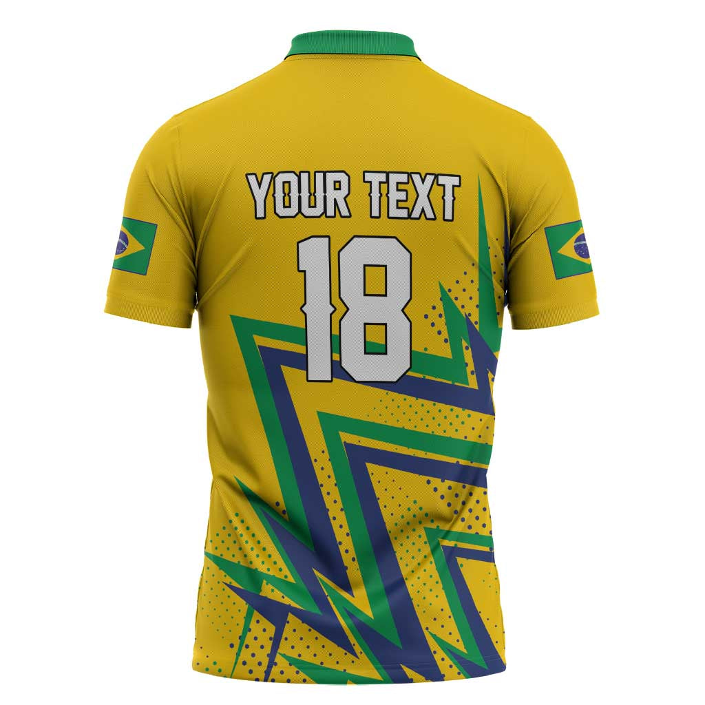Custom Brazil Football Spirit Zipper Polo Shirt Selecao Canarinho Sporty Style - Wonder Print Shop