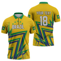 Custom Brazil Football Spirit Zipper Polo Shirt Selecao Canarinho Sporty Style - Wonder Print Shop