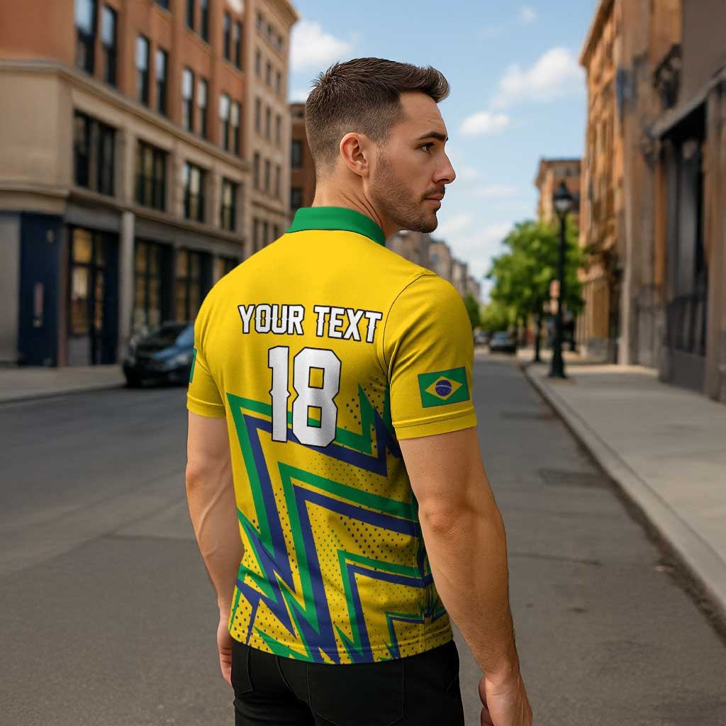 Custom Brazil Football Spirit Zipper Polo Shirt Selecao Canarinho Sporty Style - Wonder Print Shop