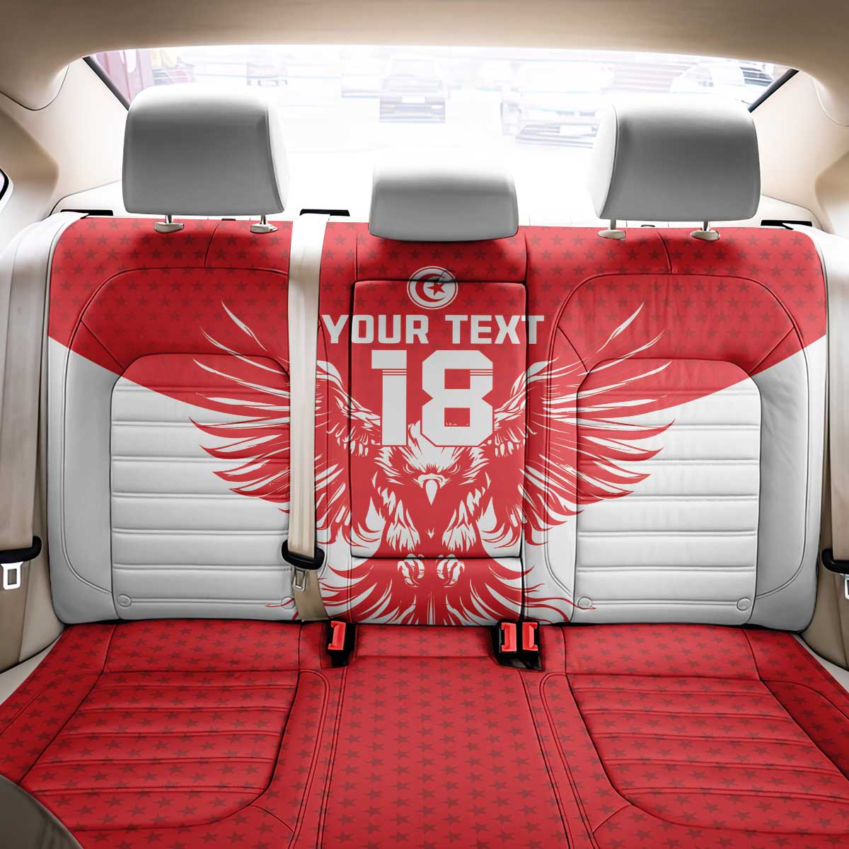 Custom Tunisia Football Back Car Seat Cover Eagles of Carthage Spirit - Wonder Print Shop