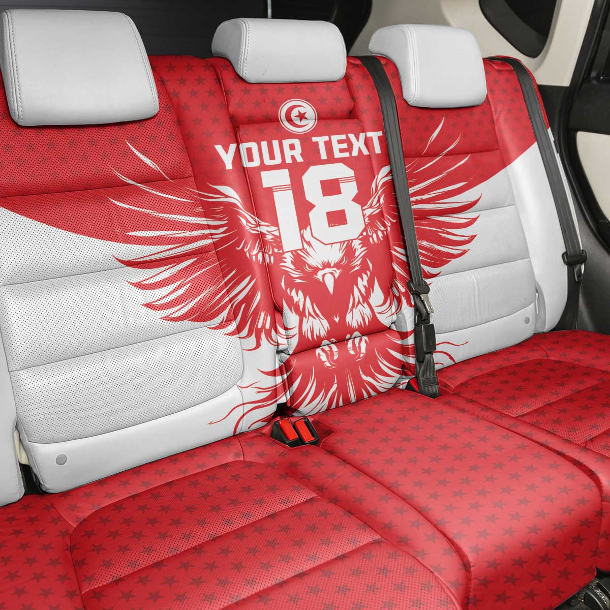 Custom Tunisia Football Back Car Seat Cover Eagles of Carthage Spirit - Wonder Print Shop
