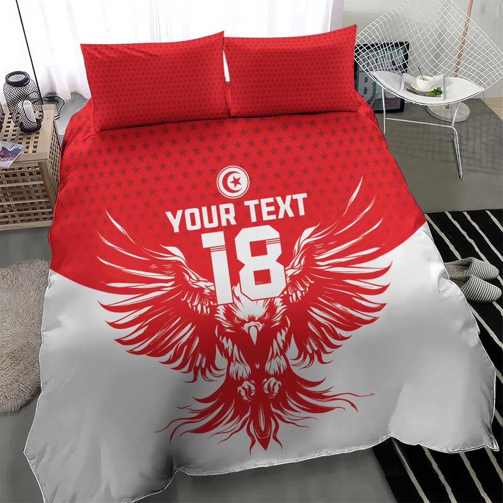 Custom Tunisia Football Bedding Set Eagles of Carthage Spirit - Wonder Print Shop