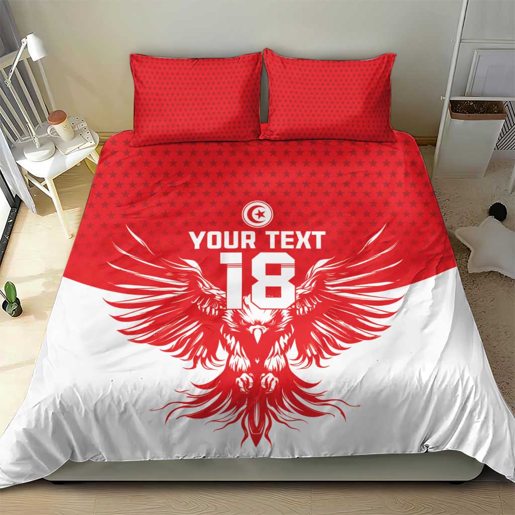 Custom Tunisia Football Bedding Set Eagles of Carthage Spirit - Wonder Print Shop