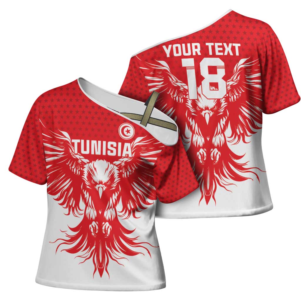 Custom Tunisia Football Cross Shoulder Shirt Eagles of Carthage Spirit - Wonder Print Shop