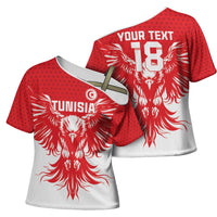 Custom Tunisia Football Cross Shoulder Shirt Eagles of Carthage Spirit - Wonder Print Shop