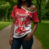 Custom Tunisia Football Cross Shoulder Shirt Eagles of Carthage Spirit - Wonder Print Shop