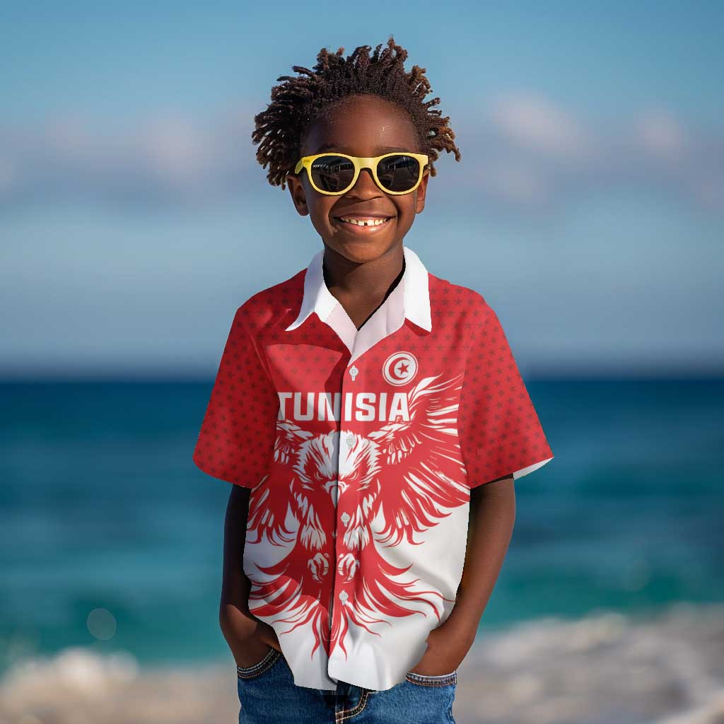 Custom Tunisia Football Kid Hawaiian Shirt Eagles of Carthage Spirit - Wonder Print Shop