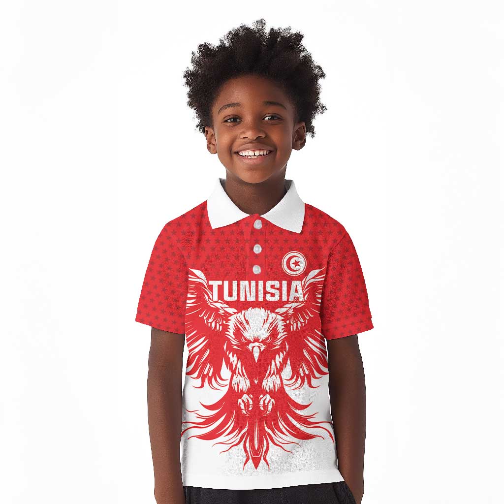Custom Tunisia Football Kid Polo Shirt Eagles of Carthage Spirit - Wonder Print Shop