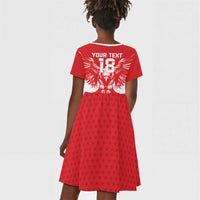 Custom Tunisia Football Kid Short Sleeve Dress Eagles of Carthage Spirit - Wonder Print Shop