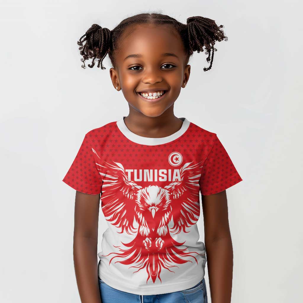 Custom Tunisia Football Kid T shirt Eagles of Carthage Spirit - Wonder Print Shop