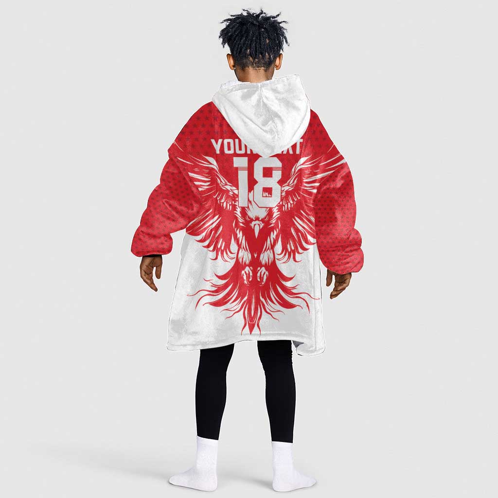 Custom Tunisia Football Kid Wearable Blanket Hoodie Eagles of Carthage Spirit - Wonder Print Shop