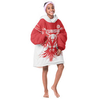 Custom Tunisia Football Kid Wearable Blanket Hoodie Eagles of Carthage Spirit - Wonder Print Shop
