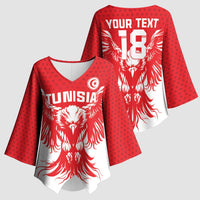 Custom Tunisia Football Kimono Sleeve Blouse Eagles of Carthage Spirit - Wonder Print Shop