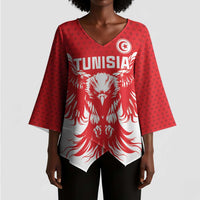 Custom Tunisia Football Kimono Sleeve Blouse Eagles of Carthage Spirit - Wonder Print Shop