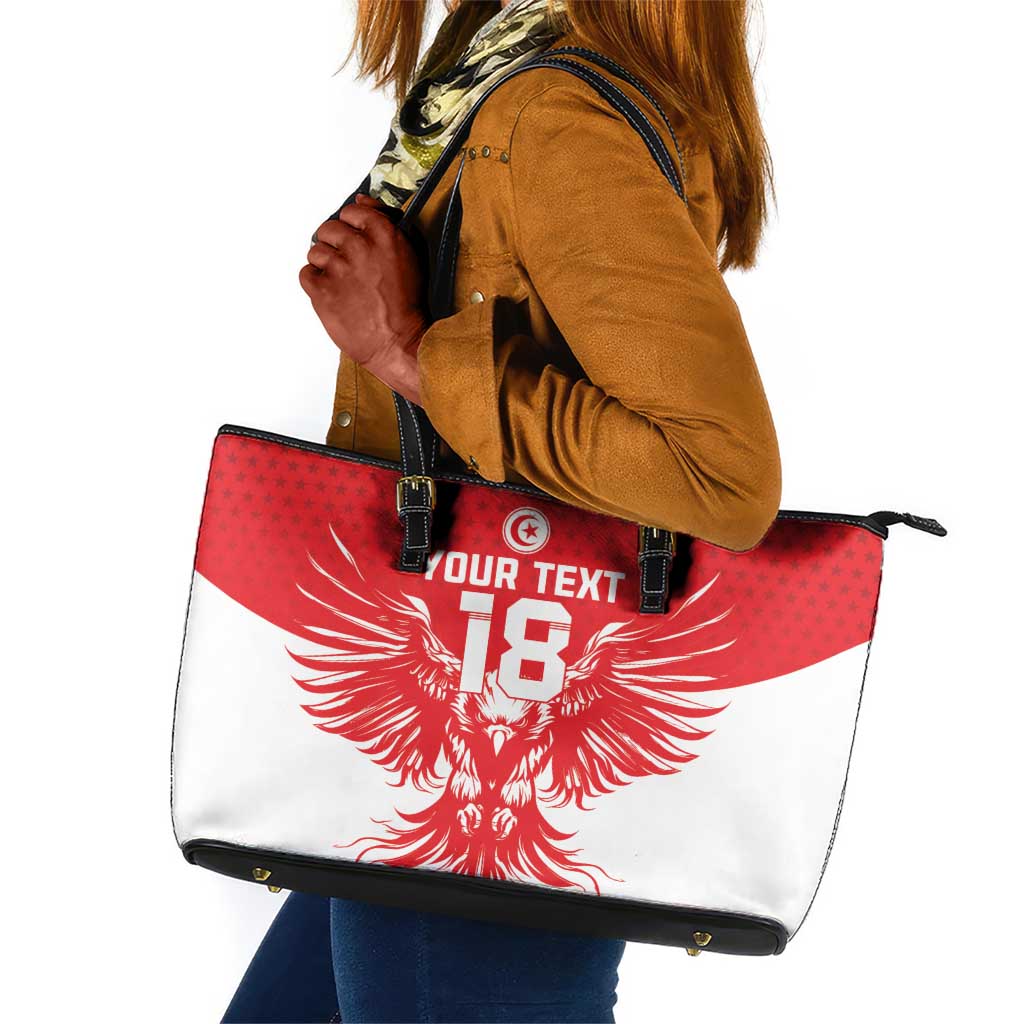 Custom Tunisia Football Leather Tote Bag Eagles of Carthage Spirit - Wonder Print Shop