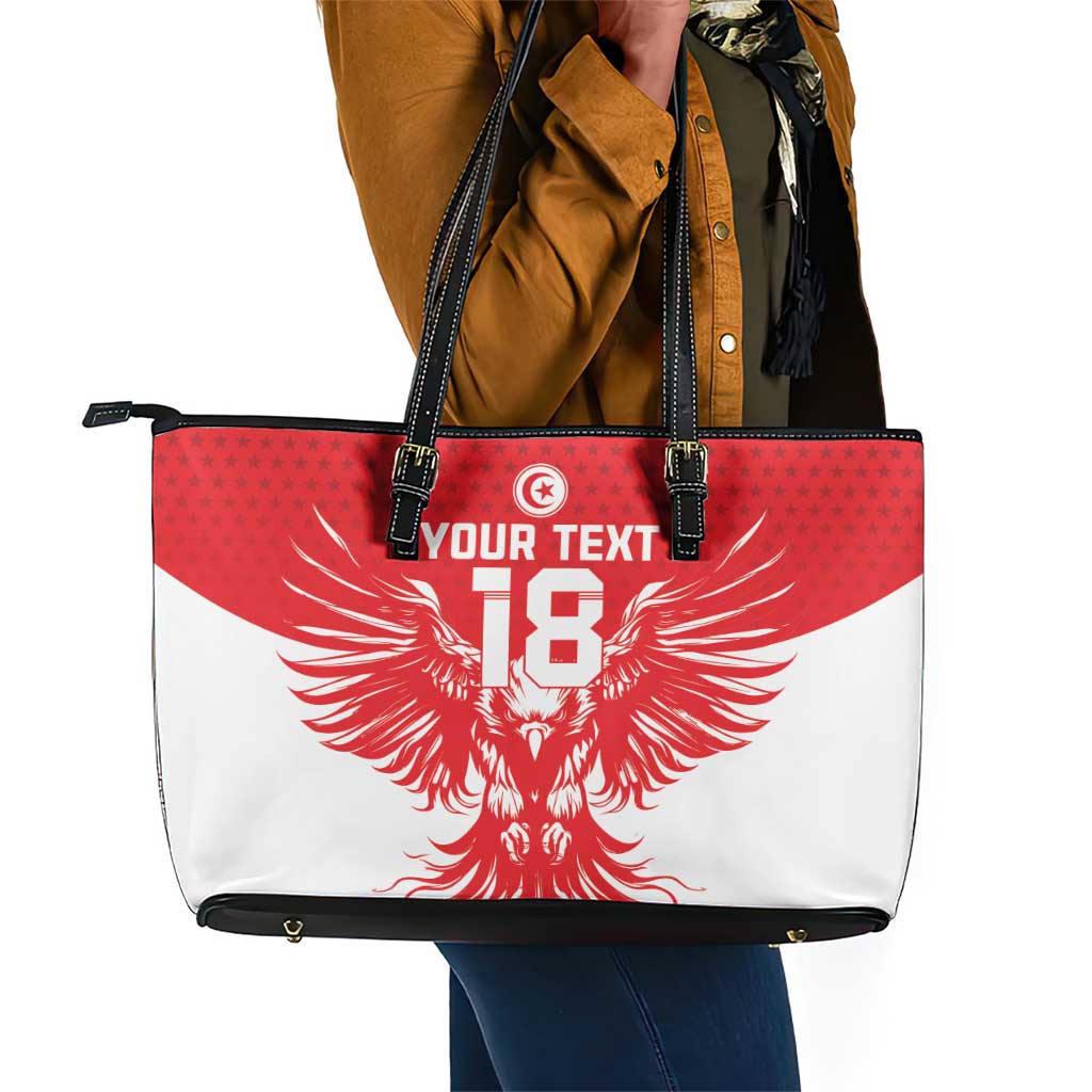 Custom Tunisia Football Leather Tote Bag Eagles of Carthage Spirit - Wonder Print Shop