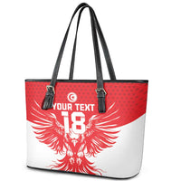 Custom Tunisia Football Leather Tote Bag Eagles of Carthage Spirit - Wonder Print Shop