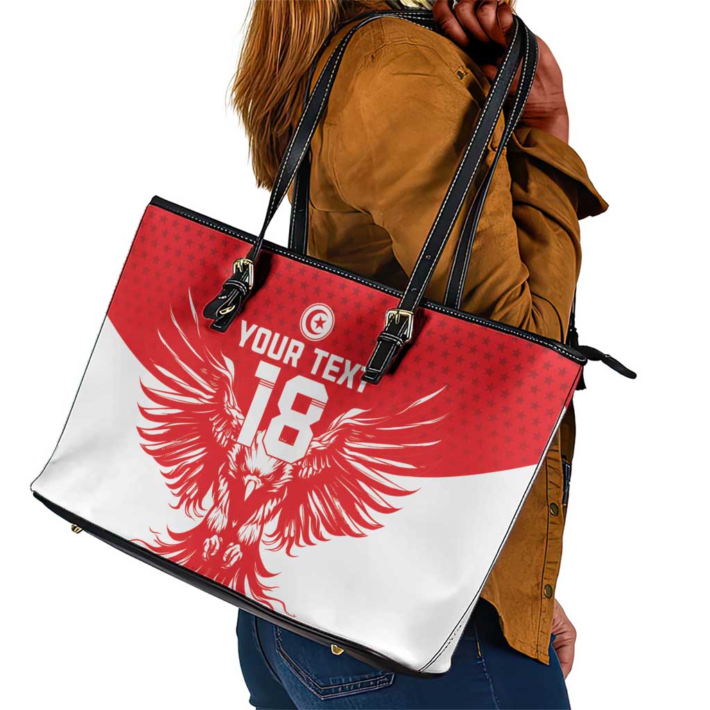 Custom Tunisia Football Leather Tote Bag Eagles of Carthage Spirit - Wonder Print Shop