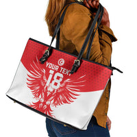 Custom Tunisia Football Leather Tote Bag Eagles of Carthage Spirit - Wonder Print Shop