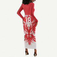 Custom Tunisia Football Long Sleeve Bodycon Dress Eagles of Carthage Spirit - Wonder Print Shop