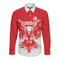 Custom Tunisia Football Long Sleeve Button Shirt Eagles of Carthage Spirit - Wonder Print Shop