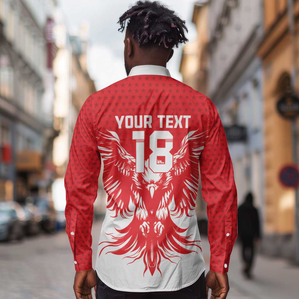 Custom Tunisia Football Long Sleeve Button Shirt Eagles of Carthage Spirit - Wonder Print Shop