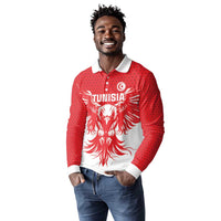 Custom Tunisia Football Long Sleeve Polo Shirt Eagles of Carthage Spirit - Wonder Print Shop